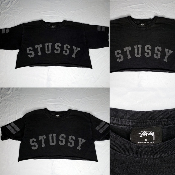 ‼SOLD‼ Vintage Stussy 80 Cropped Spell Out Black - Picture 2 of 8